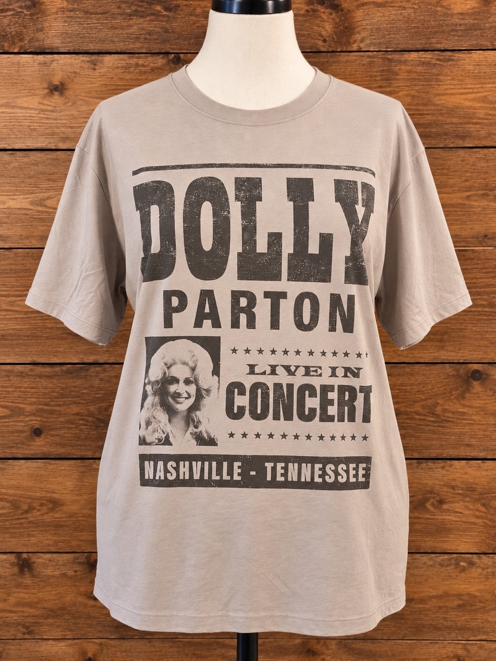 Goodfellow & Co Taupe Dolly Parton Concert Graphic Tee